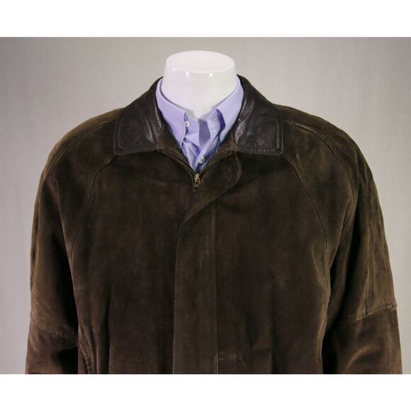 Burberrys Men's Vintage Brown Spanish Pig Leather Bomber Jacket Oversized XL - Picture 3 of 8